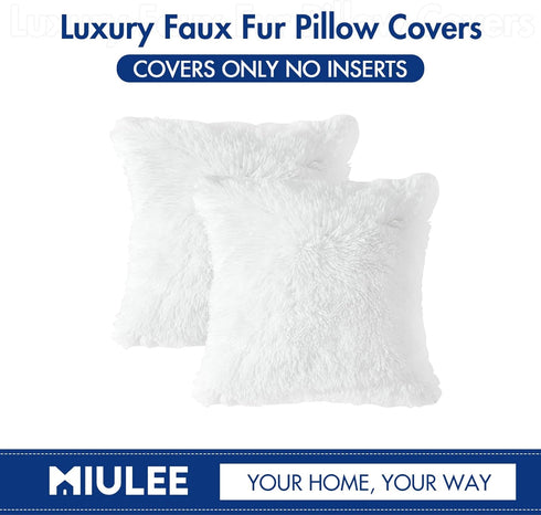 MIULEE Pack of 2 Decoration Luxury Faux Fur Throw Pillow Covers Winter Cute Deluxe Decorative Plush Pillow Case Cushion Cover Shell for Sofa Bedro...