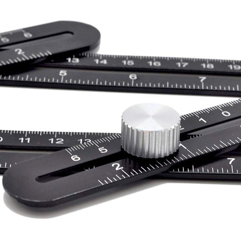 Six-Sided Aluminum Alloy Angle Measuring Tool, Angle Ruler Template Template Tool Full Metal Measuring Rules Layout Tool for Handymen Builders DIY...