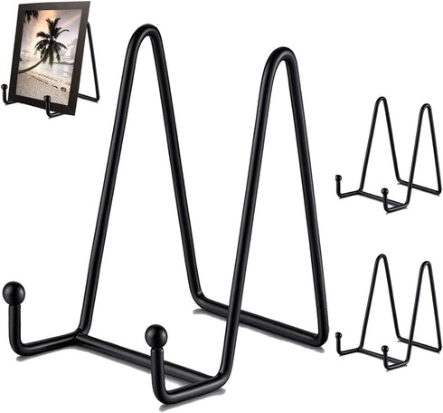 3 Pack 6 Inch Plate Stands for Display, Metal Black Frame Stand for Picture, Book, Decorative Plate, Photo Easel and Tabletop Artworks (6 Inch)...