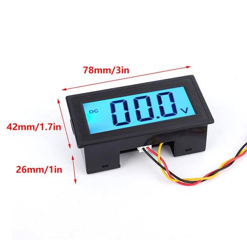 LCD DC Voltmeter,YB5135D Digital Three Wire Voltage Meter Monitor Voltmeter,LCD Display with Blue Backlight,ABS Waterproof Shell,High Measurement ...