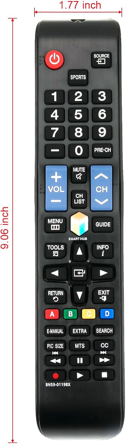 New BN59-01198X Replace Remote fit for Samsung TV UN32J5500AF UN32J6300AF UN40J5500AF UN40J6300AF UN40JU6500F UN40JU650DF UN48J5500AF UN48J6300AF ...