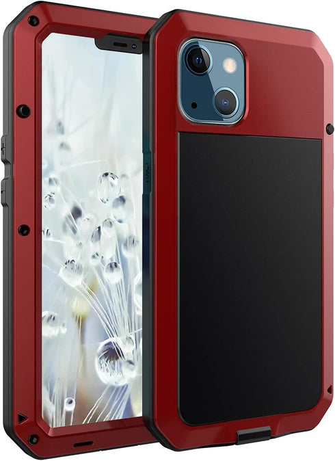 Marrkey for iPhone 13 Case, 360 Full Body Protective Cover Heavy Duty Shockproof Tough Armour Aluminum Alloy Metal Case with Silicone Built-in Scr...