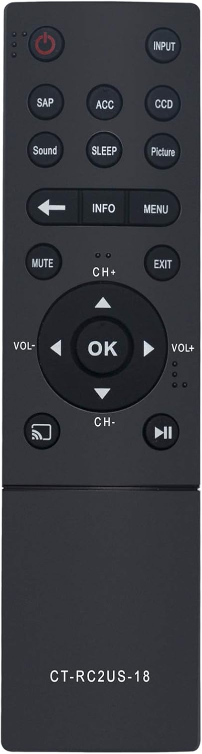 CT-RC2US-18 Replacement Remote Fit for Toshiba LED TV 0L711U18 55L711U18 50L711M18 55L711M18 43L511U18 Remote...