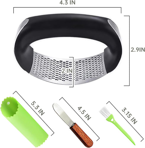 Garlic Press Rocker, Stainless Steel Garlic Mincer Crusher Professional Kitchen Gadgets Garlic Chopper with Ergonomic Handle, Silicone Garlic Peel...