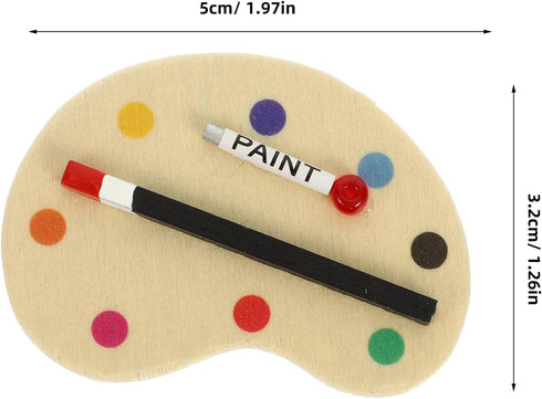 3pcs 1:12 Dollhouse Palettes Miniature Artist Palette Paint Brush Model Toys Mini Life Play Scene Model Crafts Decoration for Fairy Garden Kids Pr...