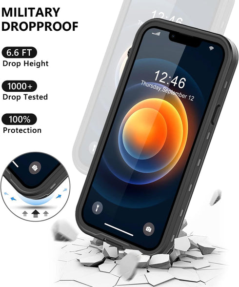 for iPhone 12 Mini Waterproof Case with Built-in Screen Protector, Shockproof Dustproof Full Body Protective IP68 Waterproof Phone Case for iPhone...