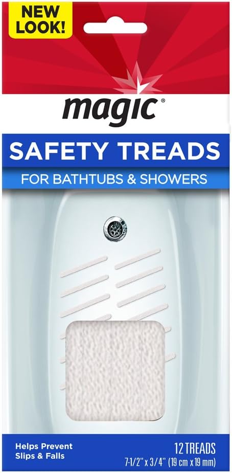 Magic Shower and Bathtub Safety Treads - Helps Prevent Slips and Falls - 12 Treads,White...