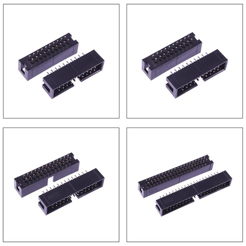 2.54mm IDC Box Header Kit, Dual Row Straight Box Header Connector IDC Sockets? 6/8/10/14/16/20/26/30/34/40Pin Straight Pin Connector IDC Box Heade...
