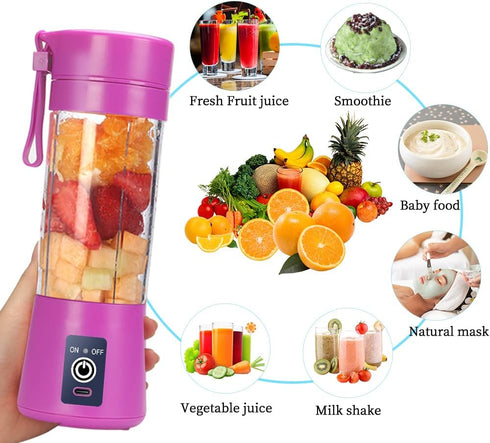 Portable Blender Cup,Electric USB Juicer Blender,Mini Blender Portable Blender For Shakes and Smoothies, juice,380ml, Six Blades Great for Mixing,...