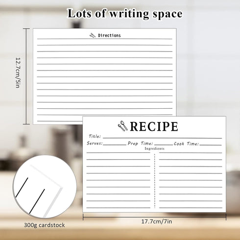 46 Count Recipe Cards, Recipe Cards 5x7 White, 5x7 Recipe Cards Double Sided, Blank Recipe Cards for Bridal Shower and Wedding...