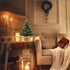 MEETYAMOR 2 FT Mini Christmas Tree, 24" PE Prelit Small Artificial Tabletop Snow Flocked Christmas Trees Decor with 20 Lights Timer, Outdoor Indoo...
