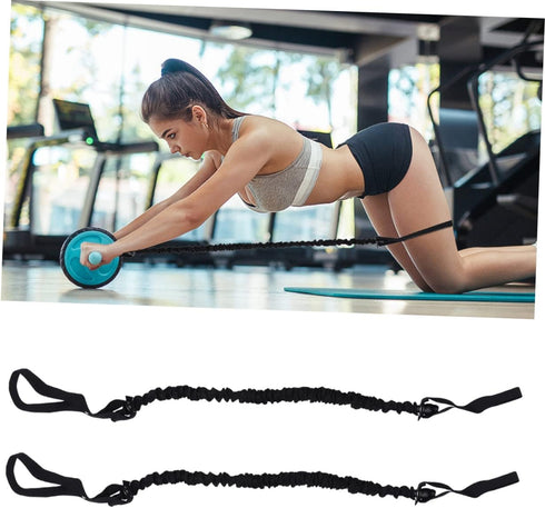 4Pcs Abdominal Wheel Elastic String fitness exercise bands Ab Roller Ropes resistance rope exercise resistance bands Ab Wheel Roller Straps Cloth ...