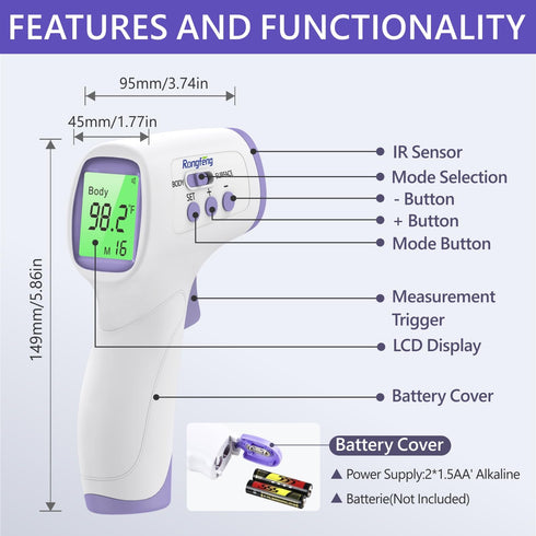 No-Touch Forehead Thermometer for Adults and Kids, Digital Thermometer with Fever Alarm, 3 Backlit and 32 Memories Fast Accurate Results, Easy for...