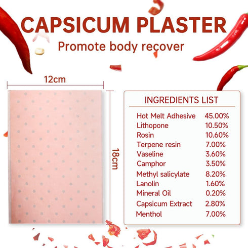 20 Pcs Capsicum Plaster Capsaicin Patch (7.09 * 4.72 in), Capsicum Heat Plaster...