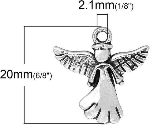 JGFinds Angel Charm Pendants - 30 Pack of Silver Religious Charms, DIY Jewelry Making Supplies, Small 3/4 Inch Metal with Outstretched Wings for B...