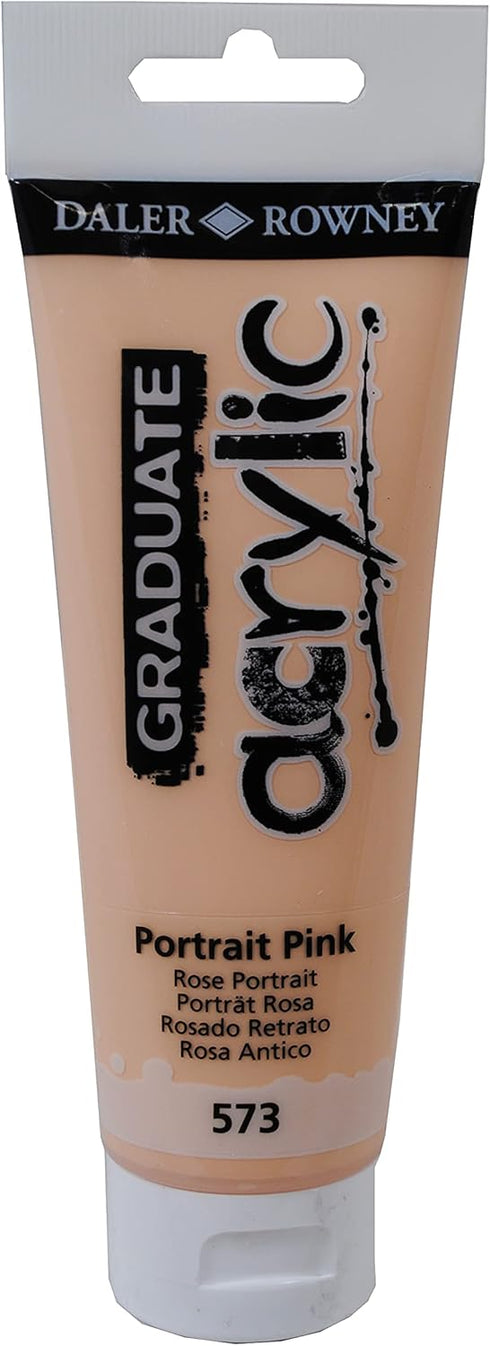 Daler-Rowney Graduate Acrylic Paint, Portrait Pink, 120ml - Acrylic Painting Supplies for Artists and Students - Acrylic Paints for Panels, Canvas...