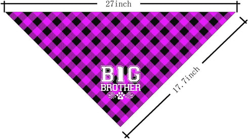 Dog Bandana, Big Brother Dog Bandana, Dog Scarf Plaid Printing, Dog Scarf Accessories, Dog Bandana Pet Scarf, Pet Plaid Scarf Gender Reveal Access...