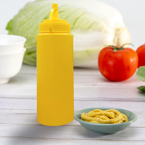 CONDRA FIELD Condiment Sauces Squeeze Bottles - (3Pcs-13.5oz),with Leak-Proof Cap and Scale Line.Plastic Squeeze Squirt Bottles for Ketchup,Mustar...