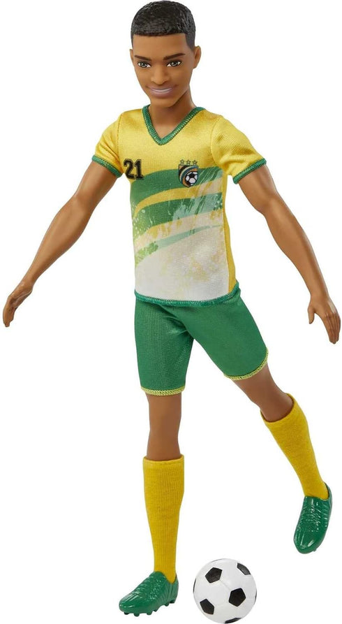 Barbie Careers Ken Fashion Doll & Accessory, Soccer Player with Short Cropped Hair, 21 Uniform, Tall Socks, Cleats & Soccer Ball...