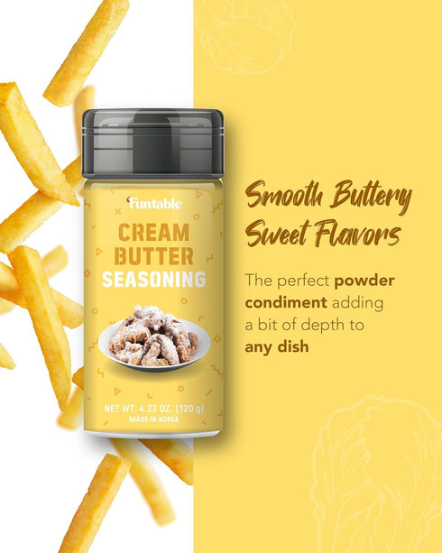 Funtable Cream Butter Seasoning (4.2oz) - Sweet & Creamy Butter Flavor Powder, Easy to Use Perfect Seasoning for Chicken, Nuggets, Popcorn, Nachos...