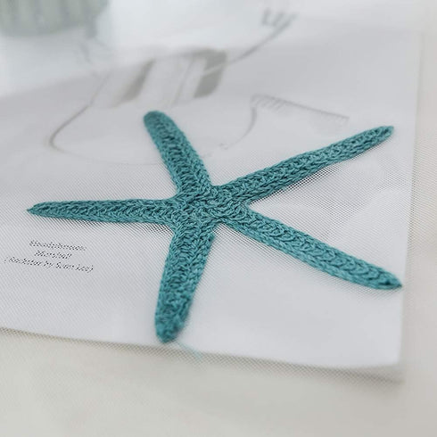 Embroidered Teal Starfish Sheer Curtains for Living Room 84 inches Long Rod Pocket Retro Voile Window Curtains Drapes for Bedroom 52 x 84 Inch 1 P...