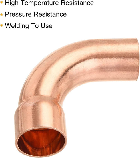 MECCANIXITY 90 Degrees Elbow Copper Pipe Fitting Short Turn Brazing Connection 3/4 Inch ID for HVAC Cooling Solar Equipment...