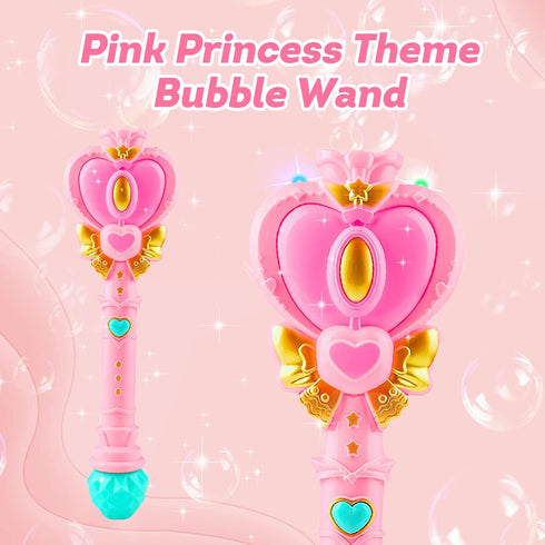 Bubble Wand for Kids, Princess Toys Heart Bubble Machine Blower Maker Outdoor Toy with Light, Party Birthday Gifts Easter Basket Stuffers for 1 2 ...