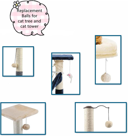 10-Pack Replaceable Cat Dangling Toy with Bell, Cat Scratching Post Cat Tree Tower Replacement Attachment Ball Toy...