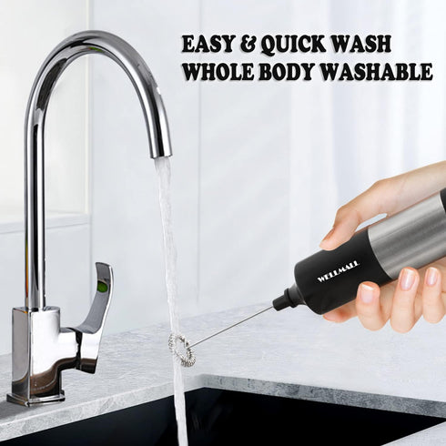 Milk Frother Handheld Battery Operated, Waterproof Electric Whisk Foam Maker for Coffee, Durable original Drink mixer for Latte, Cappuccino, Hot C...