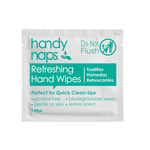 Handynaps Alcohol-Free Hand Wipes With Fresh Lemon Scent, Gentle On The Skin - Box of 100 Individually Wrapped Wipes For Adults and Kids, Travel E...