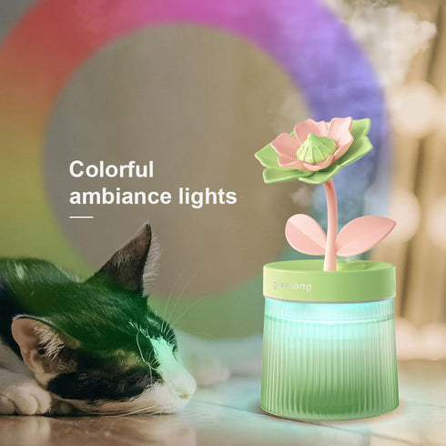 Home Humidifier,260mlCool Mist Humidifier,essential oil diffusers,2 in 1 Portable LED Air Humidifier Desk Lamp,USB Rechaegable Eternal Flower Humi...