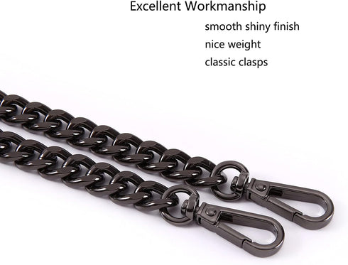 47'' Light Metal Crossbody Purse Chain Straps Replacement for Bag Handbag (Black)...