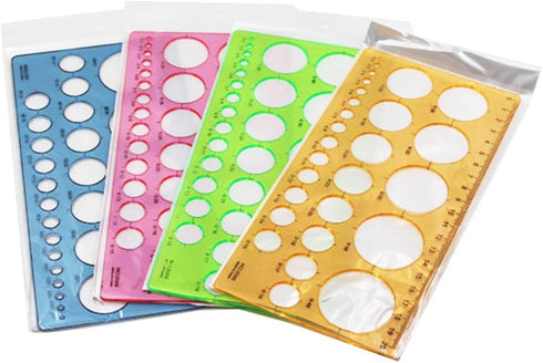 4Pcs Multifunctional Geometric Circle Templates Ruler Circle Drawing Painting Stencils Round Scale Template Student Stationery Supplies for School...