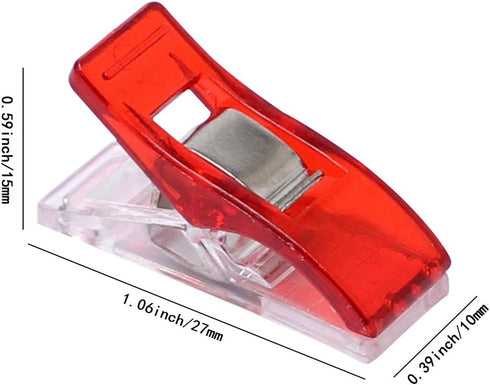 50Pcs Sewing Clips Craft Quilting Binding Plastic Clips Clamps Pack of 50 Clear Red (50pcs Mixed Color)...