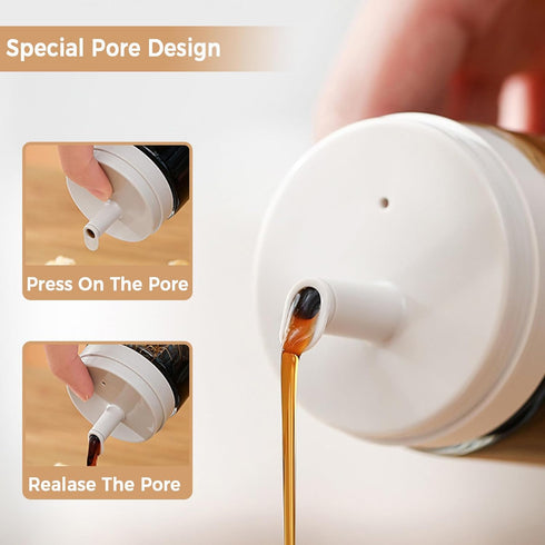 Small Glass Oil and Vinegar Dispenser Bottles - 3.4oz - Leakproof, Perfect for Kitchen Use...