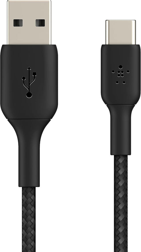 Belkin BoostCharge Braided USB-C to USB-A Cord (1M/3.3ft) for iPhone 15 Series, Samsung Galaxy S24 Series, Note20, Google Pixel 7 & 8, iPad Pro, N...