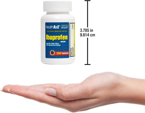 HealthA2Z® Ibuprofen 200mg | Pain Relief | Body Aches | Headache | Arthritis | Cramps | Back Pain | Fever Reducer… (250 Count)...