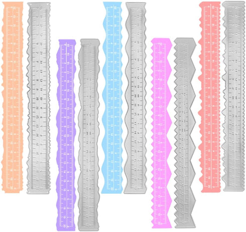 5 PCS Metal Die Cuts Irregular Edges Ruler, AIFUDA 8.4 Inches Craft Tear Rulers Embossing Stencils Paper Tearing Rulers for Scrapbooking Craft Dec...
