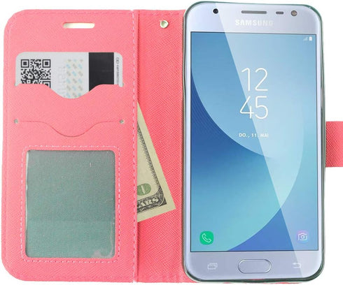 For Samsung Galaxy J7 (2018), J7 Refine, J7 Star, J7V 2nd Gen. SM-J737 - Image Flip Wallet Case + Tempered Glass Screen Protector - Bear...