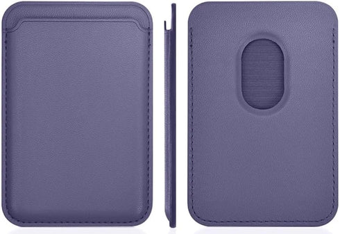 Leather MagSafe Card Holder for iPhone 15 and MagSafe-Enabled iPhone 14/13/12 Pro Series - Stylish Wallet with RFID Protection. (Purple)...