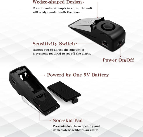 EMDMAK Door Stop Alarm with 120DB Siren Door Stop for Home & Travel (Black) (Pack of 3)...