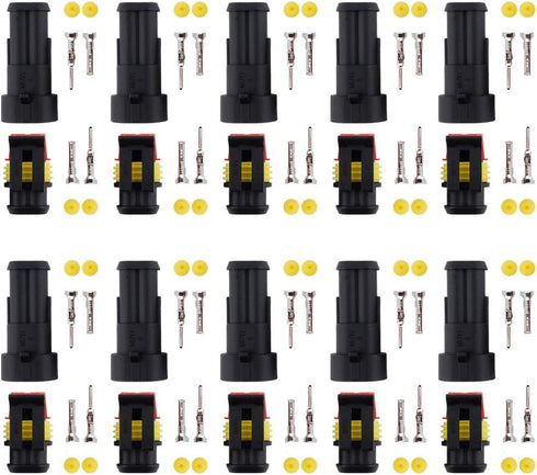 MUYI 10 Kit 2 Pin Way Waterproof Electrical Connector 1.5mm Series Terminals Water Resistend...
