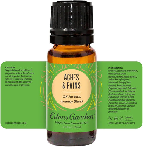 Edens Garden Aches & Pains "OK for Kids" Essential Oil Synergy Blend, 100% Pure Therapeutic Grade (Undiluted Natural/Homeopathic Aromatherapy Scen...