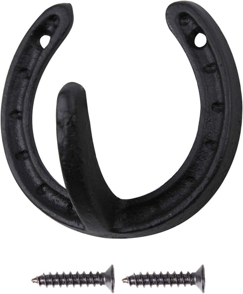 Coat Hook Hat Horse Hook Vintage Wrought Iron Wall Mounted Screws Included Wall Hook (Horseshoe)...