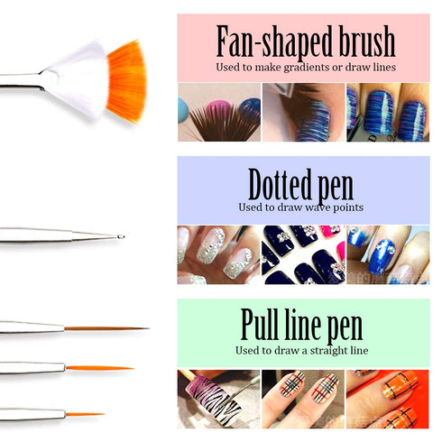 Teenitor Nail Art Brushes,3D Nail Art Paiting Polish Design Kit with 15 Nail Gel Brushes, Nail Dotting Pen 5pcs, 12 Colors Nail Rinestones 10 Adhe...