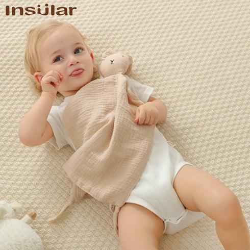 insular Bunny Lovey Blanket for Boys and Girls, Organic Cotton Muslin Security Blanket for Babies, Soft Breathable Lovie Soothing Towel for Newbor...