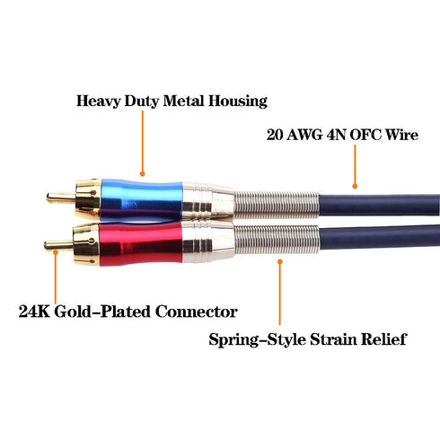 Tisino XLR to RCA Y-Cable - 6.6 feet, XLR Female to Dual RCA Adapter Y-Splitter Duplicator Lead Unbalanced Stereo Audio Interconnect Cable...