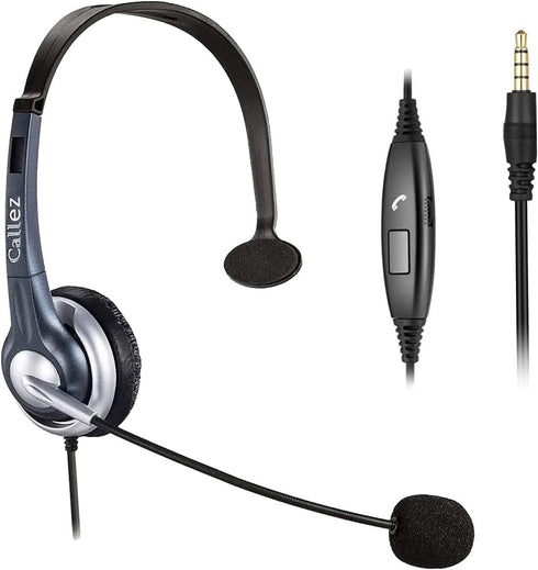 Callez 3.5mm Cell Phone Headset, Mono Computer Headset with Noise Cancelling Microphone, Compatible with iPhone Samsung Huawei Smartphones Laptop ...