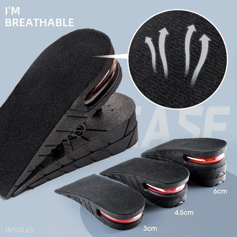 Height Increase Insole 3-Layer Air Cushion Heel Insert Lift Shoes Insole for Men and Women Invisible Elevator Adjustable Insoles...
