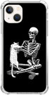 Black Skull White Cat Phone Case Compatible with iPhone 14, Skull Cool Skeleton and Cat Case for Girls Boys Women Men, Unique Trendy TPU Bumper Co...